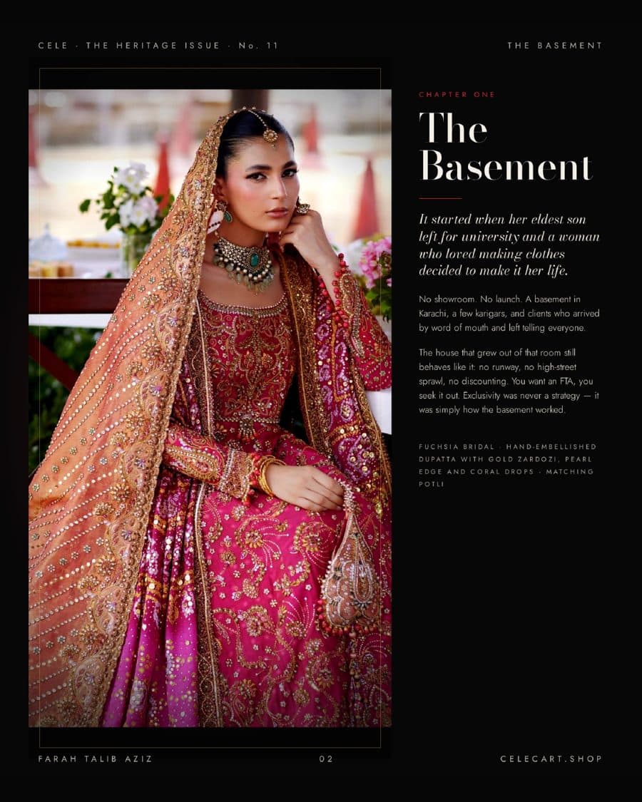 Fuchsia bridal, hand-embellished dupatta with gold zardozi