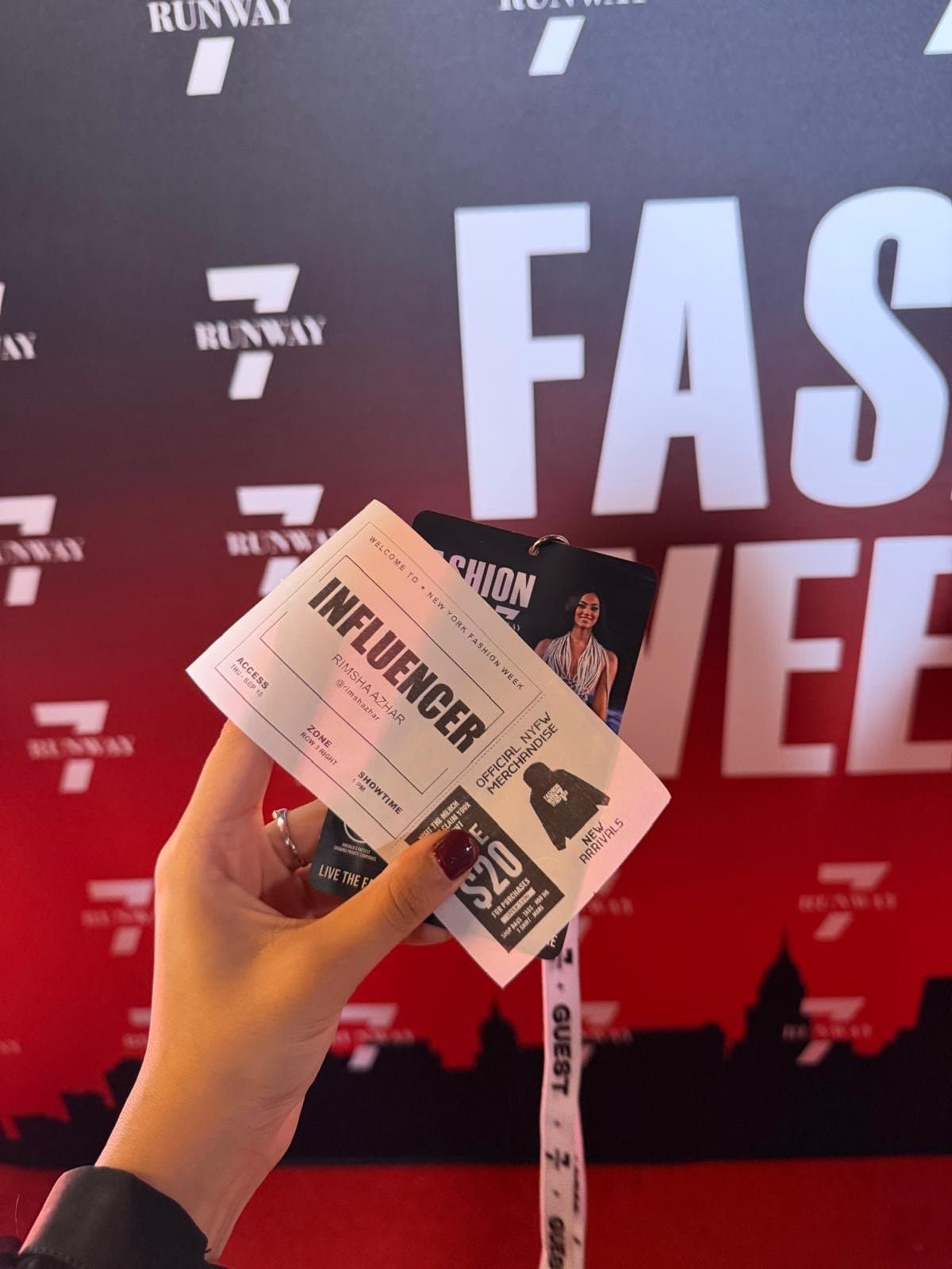 Front-row credentials: Runway 7, Thursday, September 10.