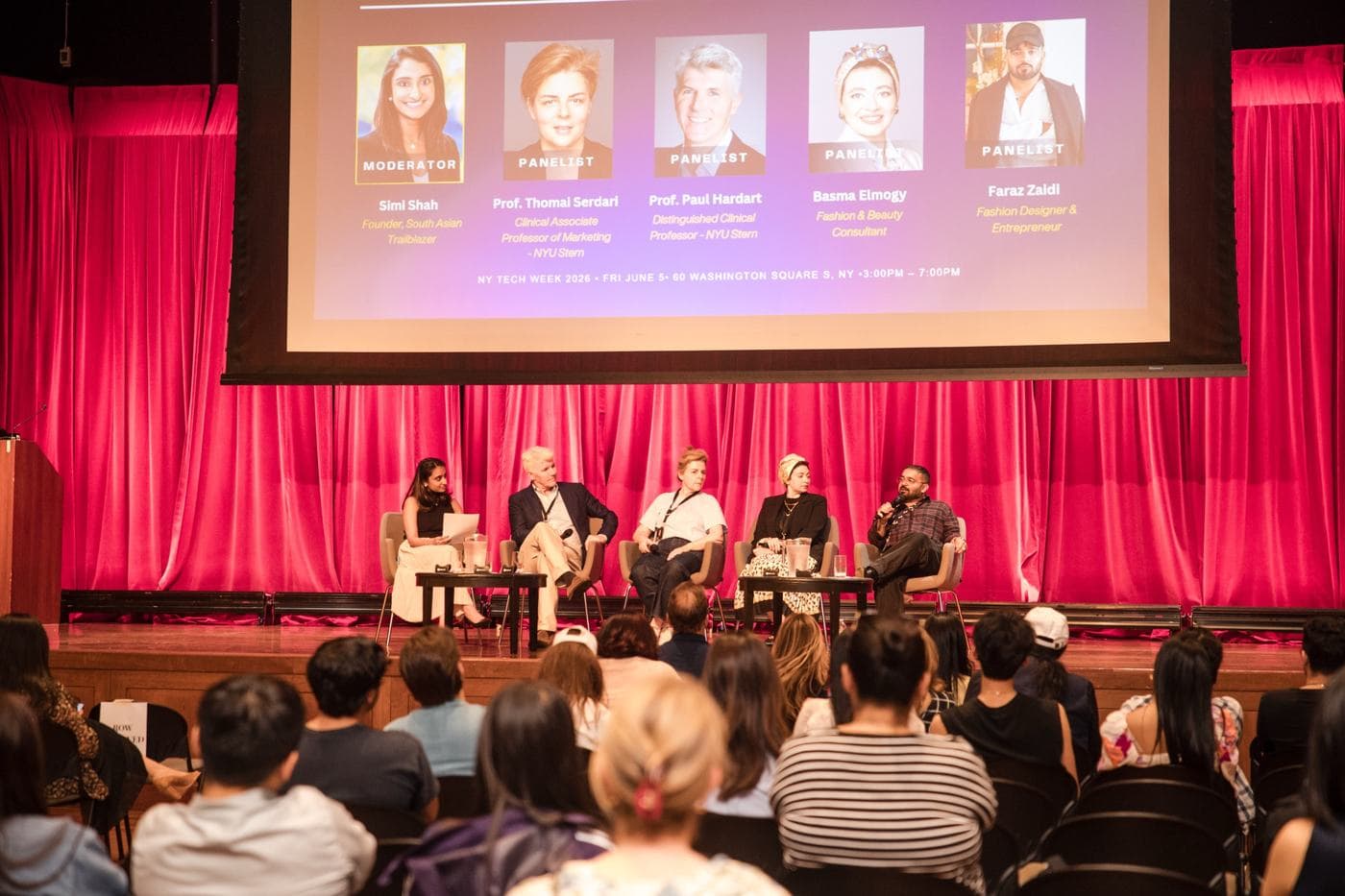 Panel I: Simi Shah, Prof. Thomaï Serdari, Prof. Paul Hardart, Basma Elmogy and Faraz Zaidi.